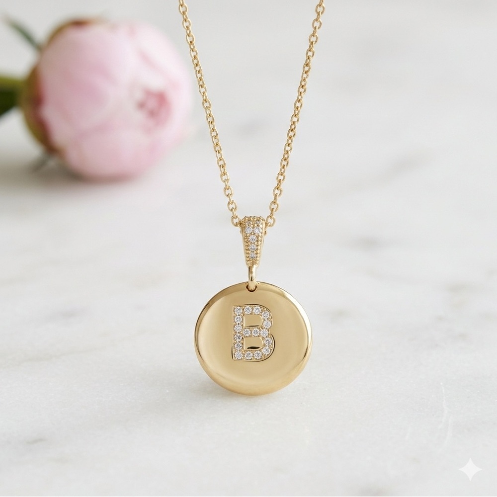 Initial Necklace / Micro Pave Letter / B